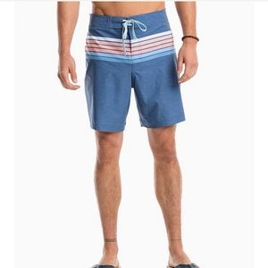 NEW Southern Tide Men's Heather Valencia Stripe Swim
Short in Seven Seas Blue